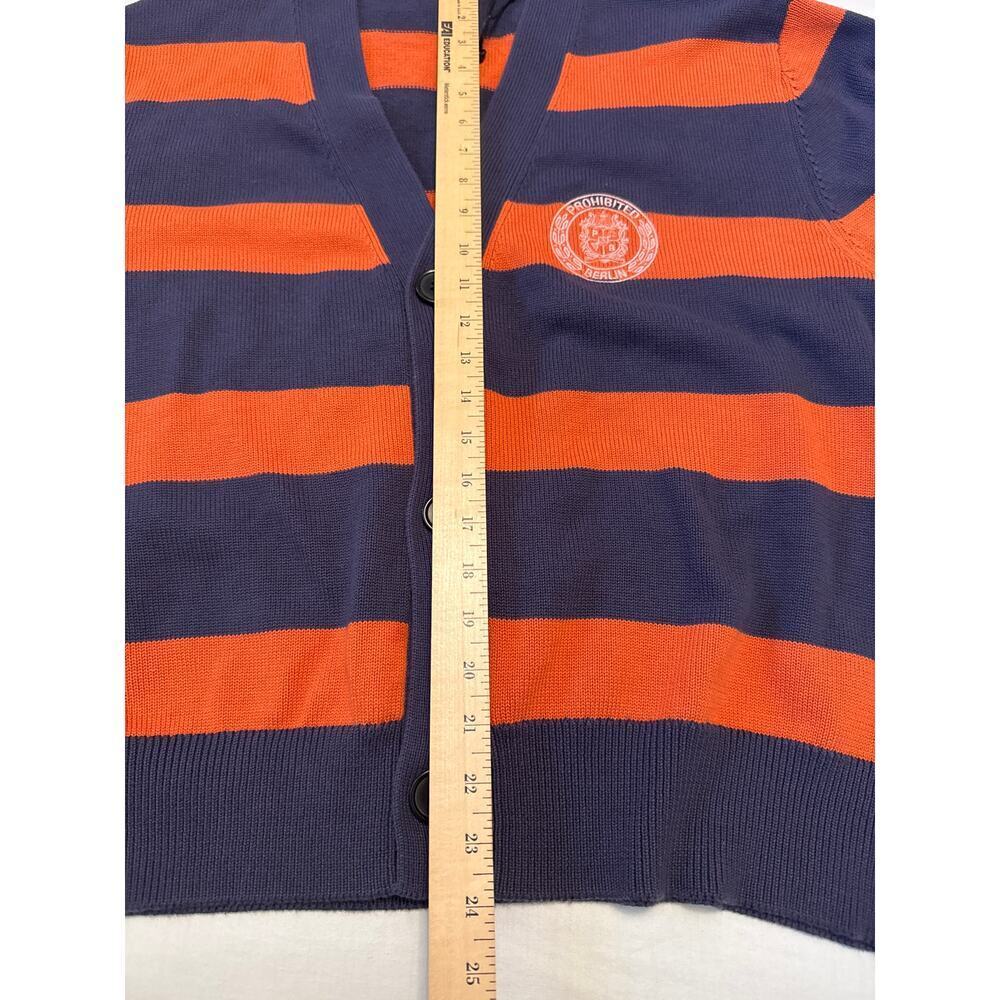 Prohibited Unisex Cardigan Orange/Vintage Purple Stripe Three Button Size L - Picture 9 of 14